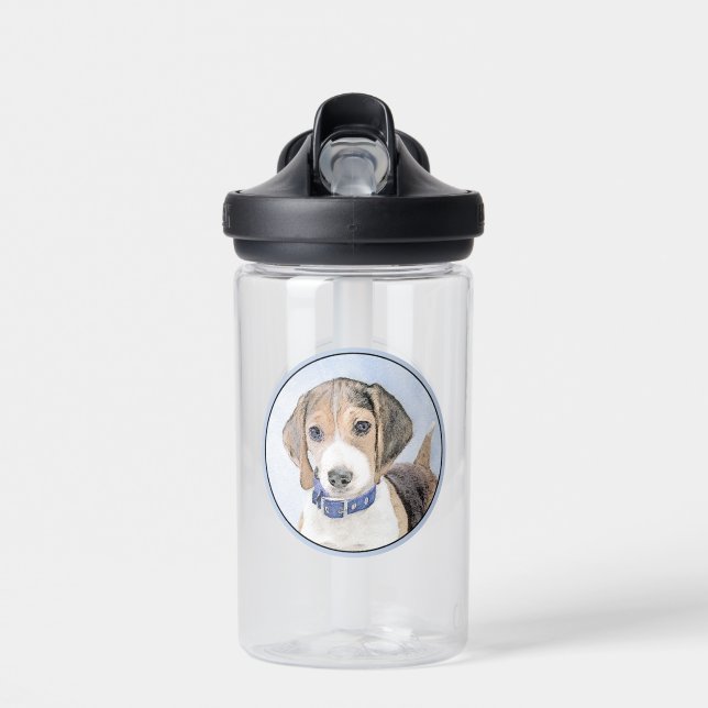 Beagle Painting - Cute Original Dog Art Water Bottle (Front)