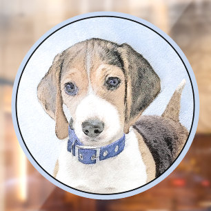 Beagle Painting - Cute Original Dog Art Window Cling