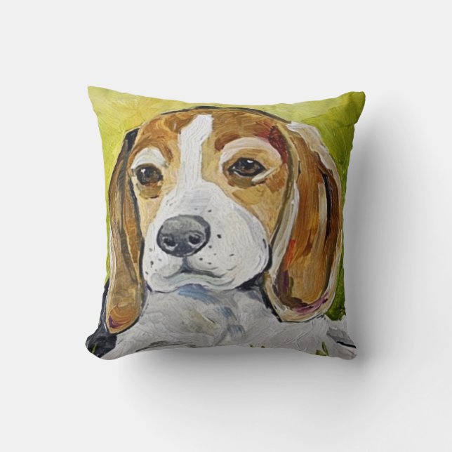 beagle painting pillow (Front)