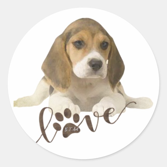 Beagle    paper plates classic round sticker (Front)