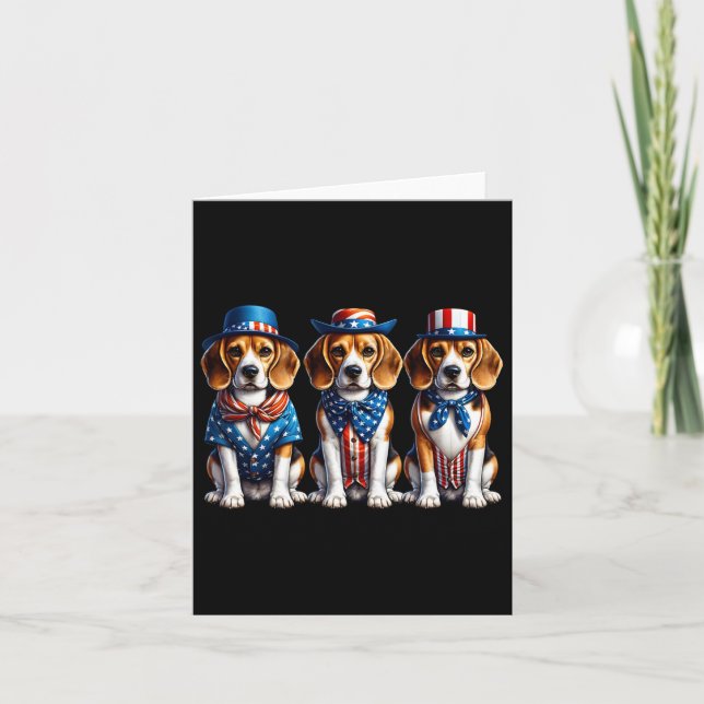Beagle Patriotic 4th Of July Usa Flag America Pupp Card (Front)