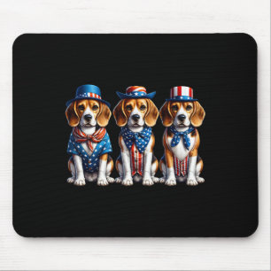 Beagle Patriotic 4th Of July Usa Flag America Pupp Mouse Mat