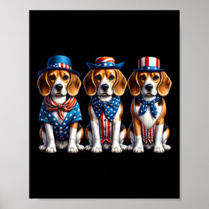 Beagle Patriotic 4th Of July Usa Flag America Pupp Poster