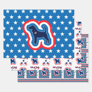 Beagle Patriotic Red White And Blue 4th July Wrapping Paper Sheet