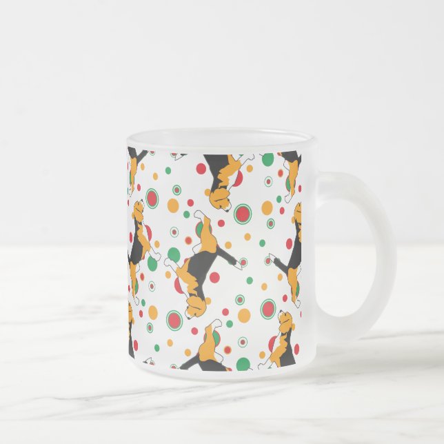 Beagle Pattern Frosted Glass Coffee Mug (Right)