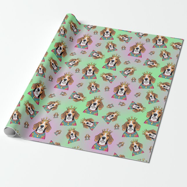 Beagle pattern wrapping paper (Unrolled)