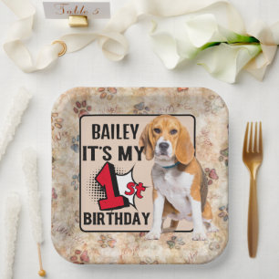 Beagle Personalised 1st birthday party Paper Plate
