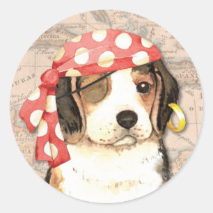 Beagle Pirate Classic Round Sticker