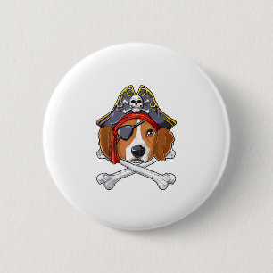 Beagle Pirate Costume Jolly Roger Flag Skull Cross 6 Cm Round Badge