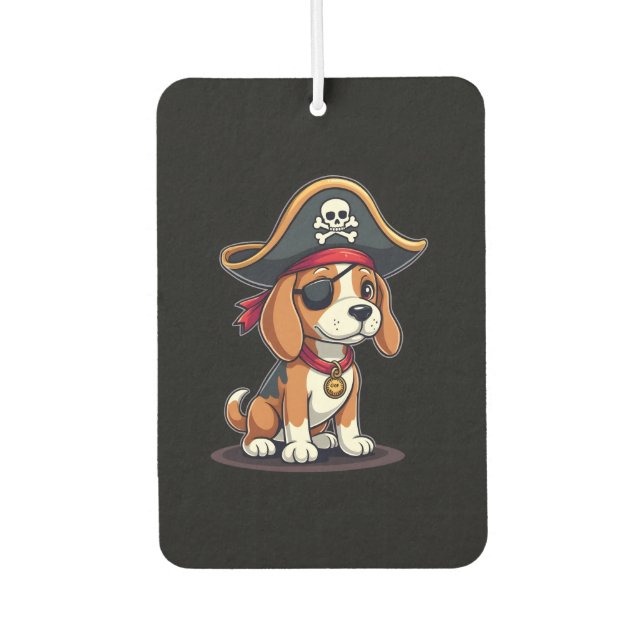 Beagle Pirate Costume Jolly Roger Flag Skull Cross Car Air Freshener (Front)