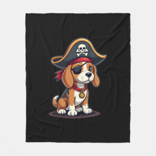 Beagle Pirate Costume Jolly Roger Flag Skull Cross Fleece Blanket