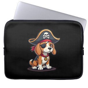 Beagle Pirate Costume Jolly Roger Flag Skull Cross Laptop Sleeve