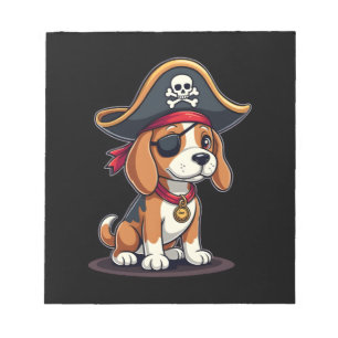 Beagle Pirate Costume Jolly Roger Flag Skull Cross Notepad