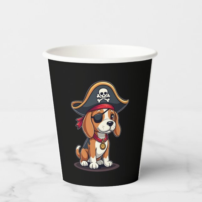 Beagle Pirate Costume Jolly Roger Flag Skull Cross Paper Cups (Front)