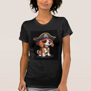 Beagle Pirate Costume Jolly Roger Flag Skull Cross T-Shirt