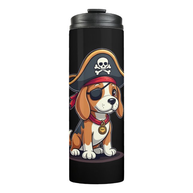 Beagle Pirate Costume Jolly Roger Flag Skull Cross Thermal Tumbler (Front)