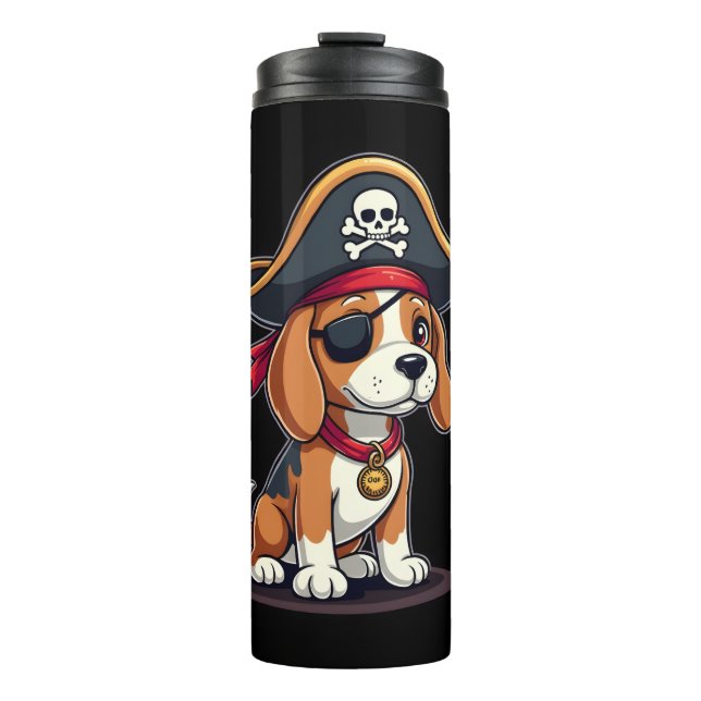 Beagle Pirate Costume Jolly Roger Flag Skull Cross Thermal Tumbler (Front)