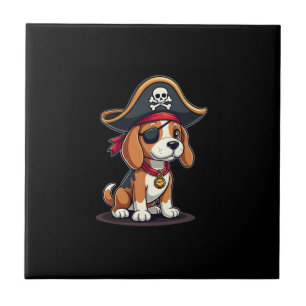 Beagle Pirate Costume Jolly Roger Flag Skull Cross Tile
