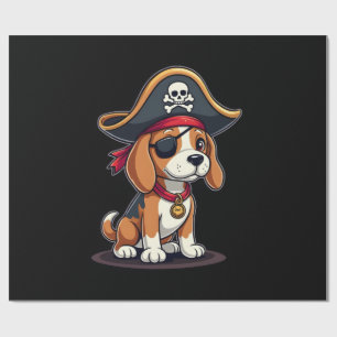 Beagle Pirate Costume Jolly Roger Flag Skull Cross Wrapping Paper
