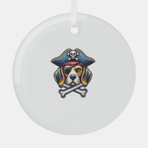 Beagle Pirate Costume Skull Crossbones Dog Lovers Glass Tree Decoration