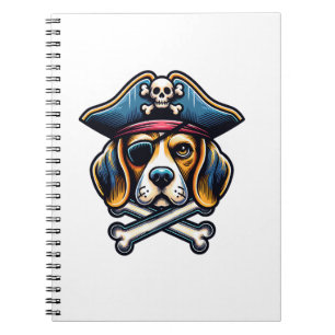 Beagle Pirate Costume Skull Crossbones Dog Lovers Notebook