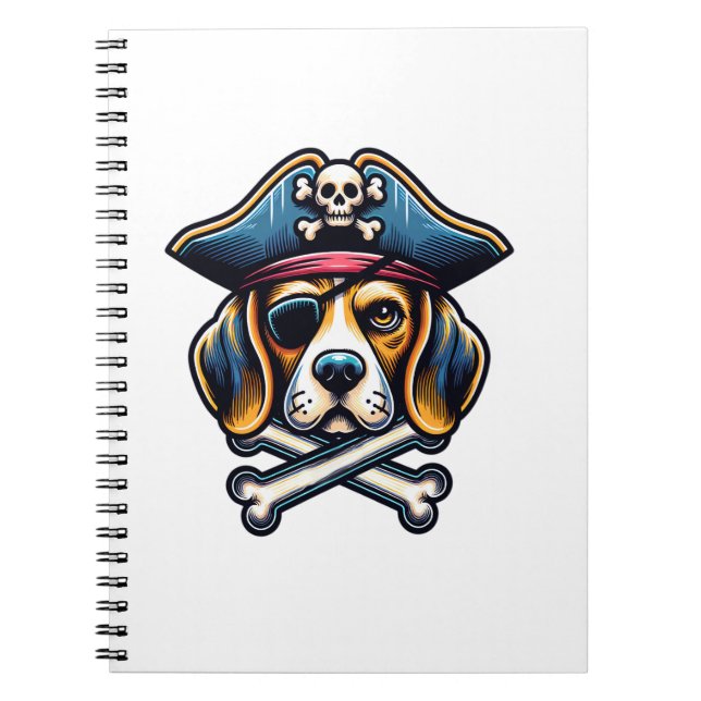 Beagle Pirate Costume Skull Crossbones Dog Lovers  Notebook (Front)