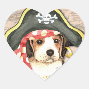 Beagle Pirate Heart Sticker
