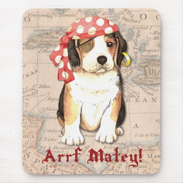 Beagle Pirate Mouse Mat (Front)