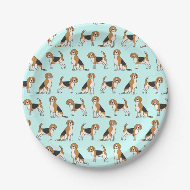 Beagle Plates- PICK YOUR COLOR! Paper Plate (Front)