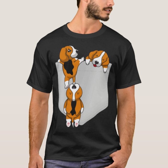 Beagle Pocket Graphic Dog T-Shirt (Front)