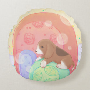 Beagle & Popsicles Round Cushion