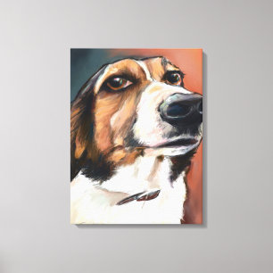 Beagle Portrait Coloured Pencil Drawing Canvas Print