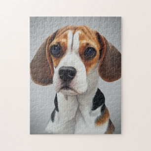 Beagle Portrait Gouache Fine Art  Jigsaw Puzzle