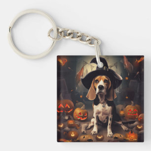 Beagle Pumpkins Halloween Scary Key Ring