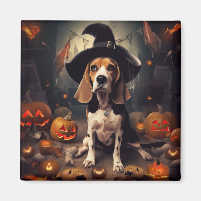 Beagle Pumpkins Halloween Scary Magnet (Front)