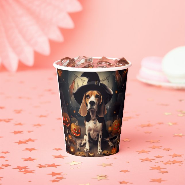 Beagle Pumpkins Halloween Scary Paper Cups (Insitu)