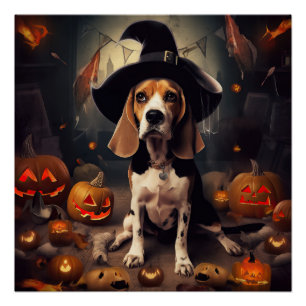 Beagle Pumpkins Halloween Scary Poster