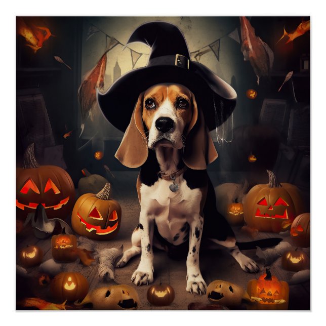 Beagle Pumpkins Halloween Scary Poster (Front)