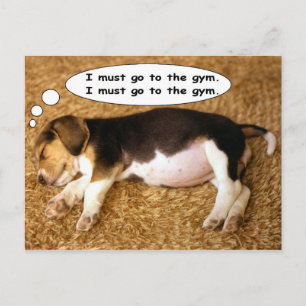 Beagle Pup Dreaming of Getting Fit Postcard