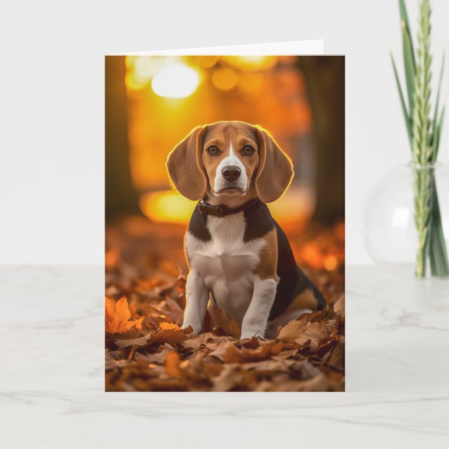 Beagle Pup Thanksgiving Holiday Card (Front)