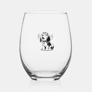 Beagle puppy adorable, family Animal lover  Stemless Wine Glass
