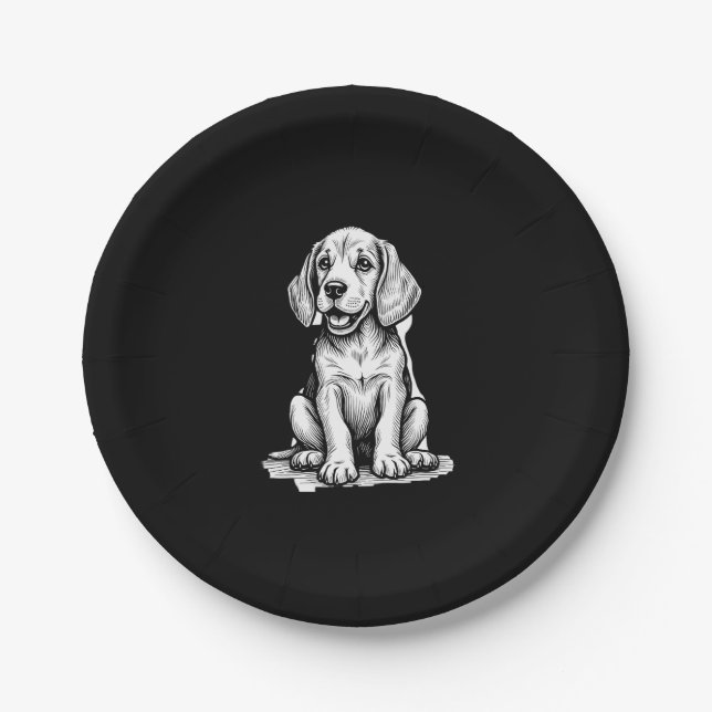 Beagle puppy adorable, family Animal lover Tank To Paper Plate (Front)