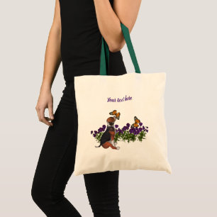 Beagle Puppy And Butterflies Personalised Animal  Tote Bag