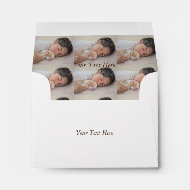 beagle puppy and child realist portrait painting envelopes (Back (Bottom))