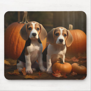 Beagle Puppy Autumn Delight Pumpkin  Mouse Mat