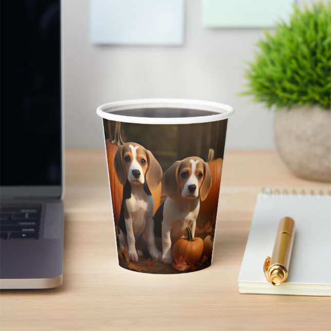 Beagle Puppy Autumn Delight Pumpkin  Paper Cups (Insitu)
