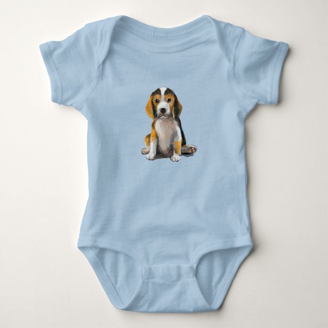 Beagle puppy baby bodysuit (Front)