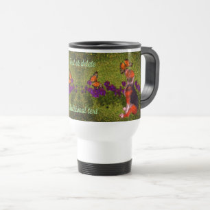 Beagle Puppy Butterflies Dog Art Personalized  Travel Mug
