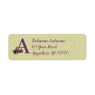 Beagle Puppy Butterfly Monogram Initial A Address