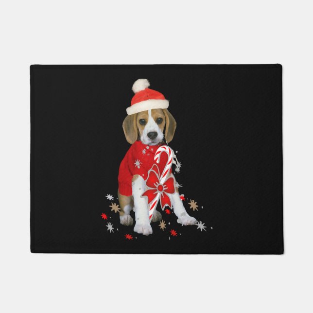 Beagle Puppy Christmas Baby Bodysuit Doormat (Front)